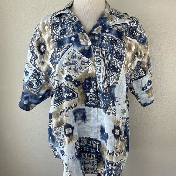 Vintage Caribou Button Down Short Sleeve Shirt EUC - Picture 1 of 8